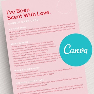 Candle Care Card | Care Instructions Candle