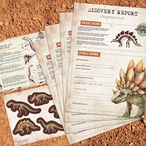 Dinosaur Fossil Excavation Kit | Kids Outdoor Science Activity | Homeschool Learning Printable | Digital Download