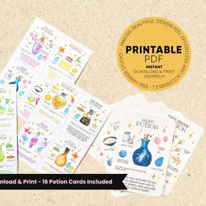 Cartes de recettes de potion de fée imprimables | Jeu sensoriel magique pour enfants | Activité de cuisine avec de la boue et de la nature | Recettes de cuisine de boue