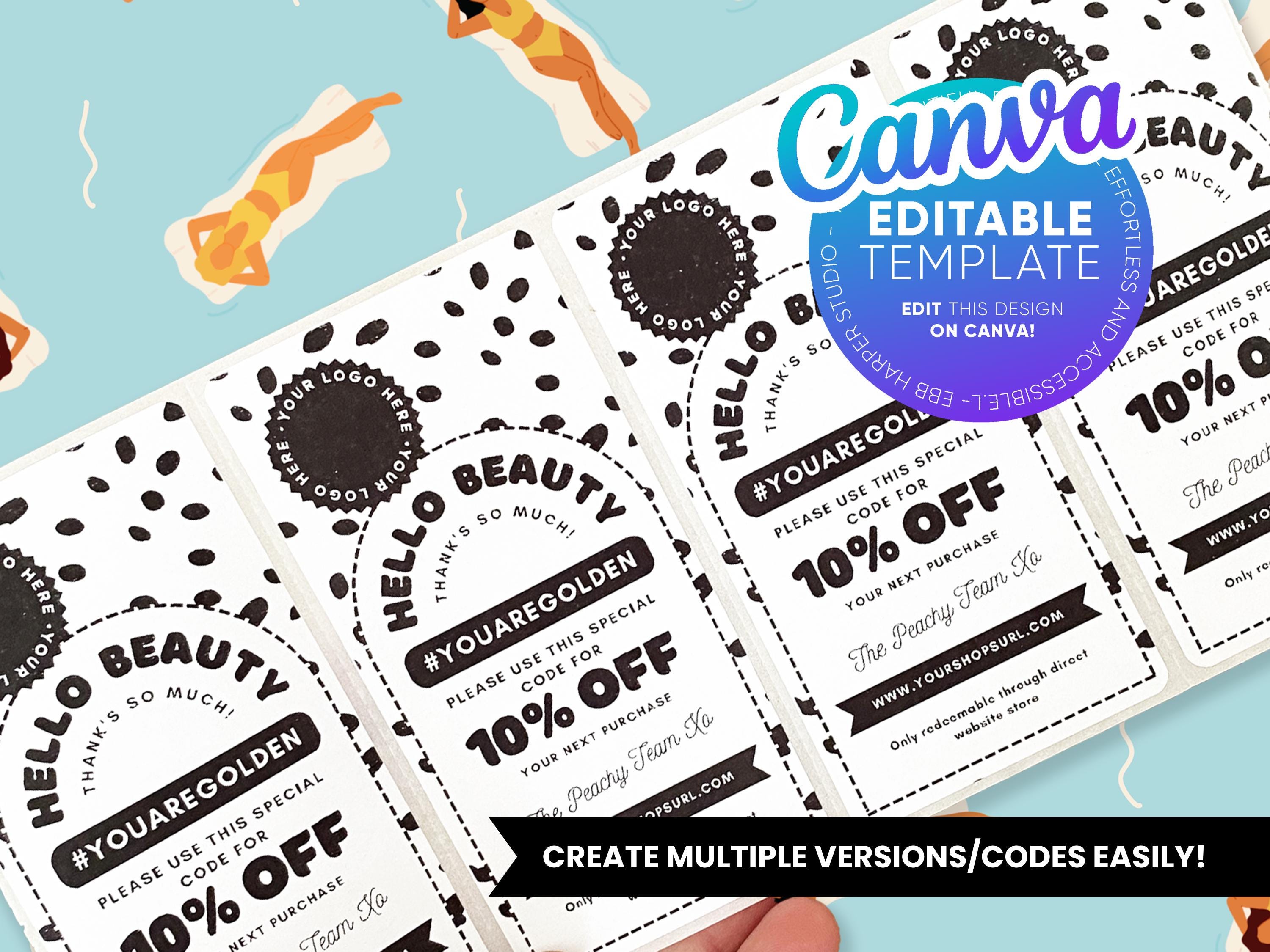 Printable Coupon Sticker Template | Editable Thermal Printer Label for ...
