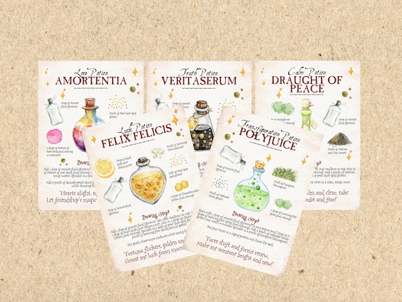 Wizard Potions | Magic Potion Cards Printable | Potions Poster