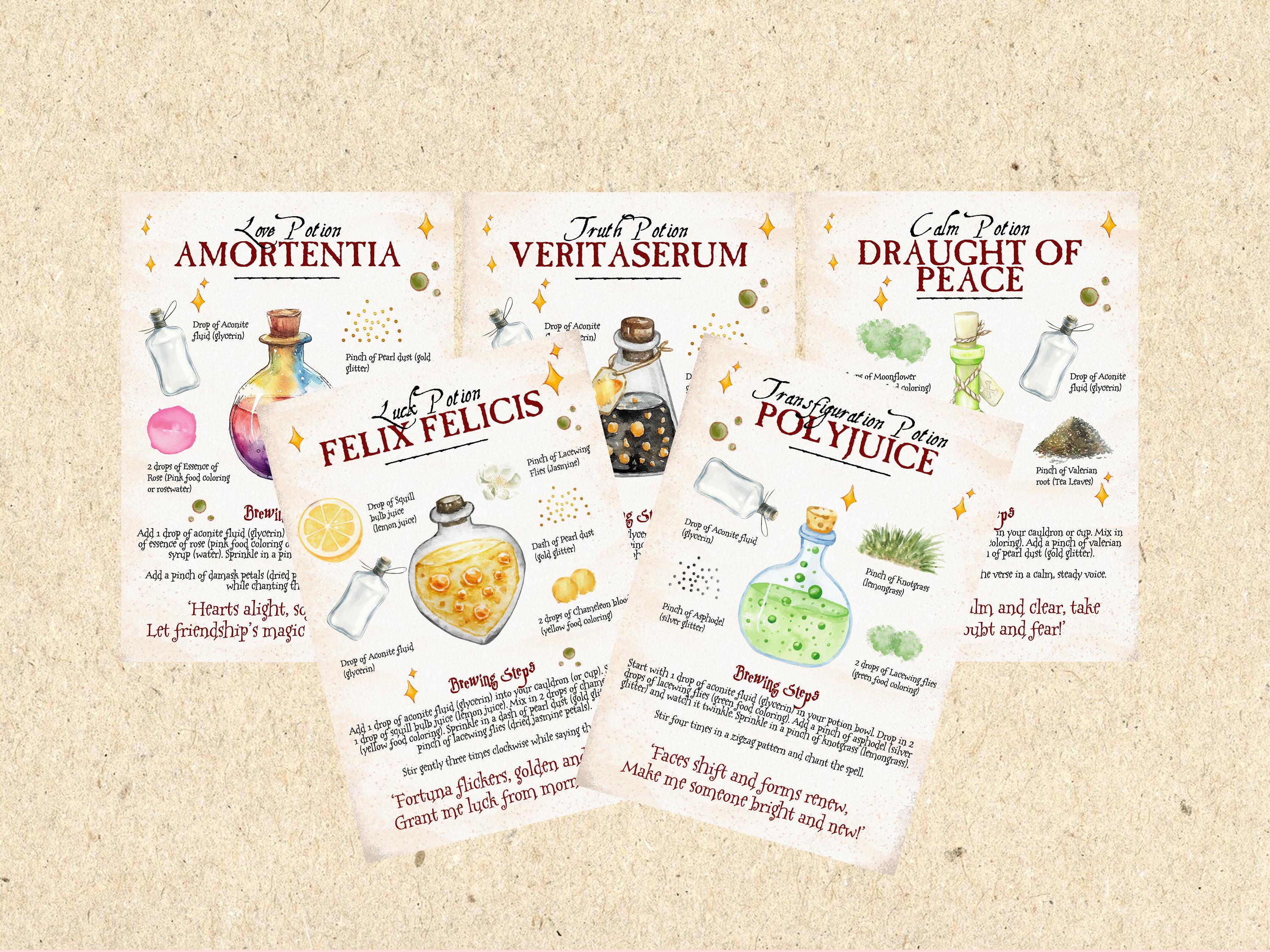 Wizard Potions | Magic Potion Cards Printable | Potions Poster