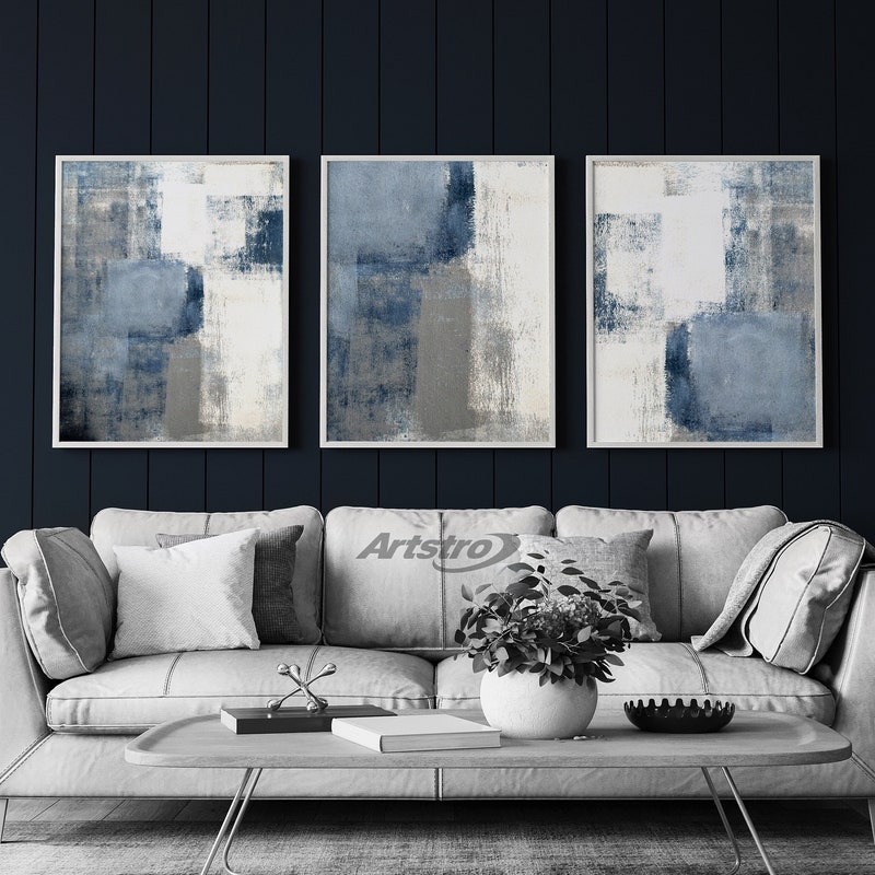 Navy Gray Wall Art - Etsy
