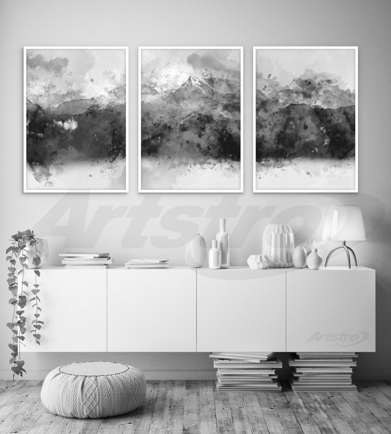 Set of 3 Abstract Art Prints of Paintings Watercolour Wall Art Etsy