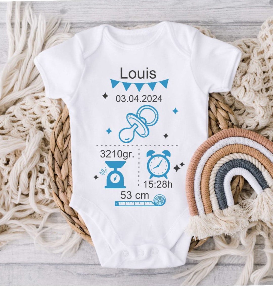 Personalisiert Baby Body Zebra Mit Geburtsdaten - Geschenk Zur Geburt Mit Name & Daten