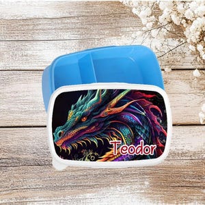 Brotdose mit Name Lunchbox personalisiert Drache Jungen Vesperbox Kindergarten Kita Einschulung