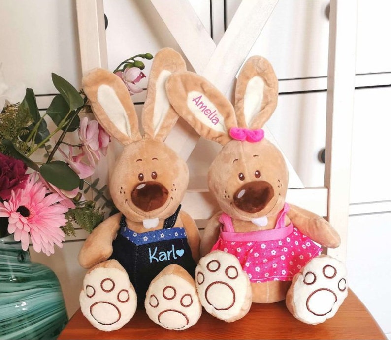 Personalisierter Hase mit Name Plüschhase Osterhase Mädchen Junge Stofftier Plüschtier Geschenk Ostern Bild 4