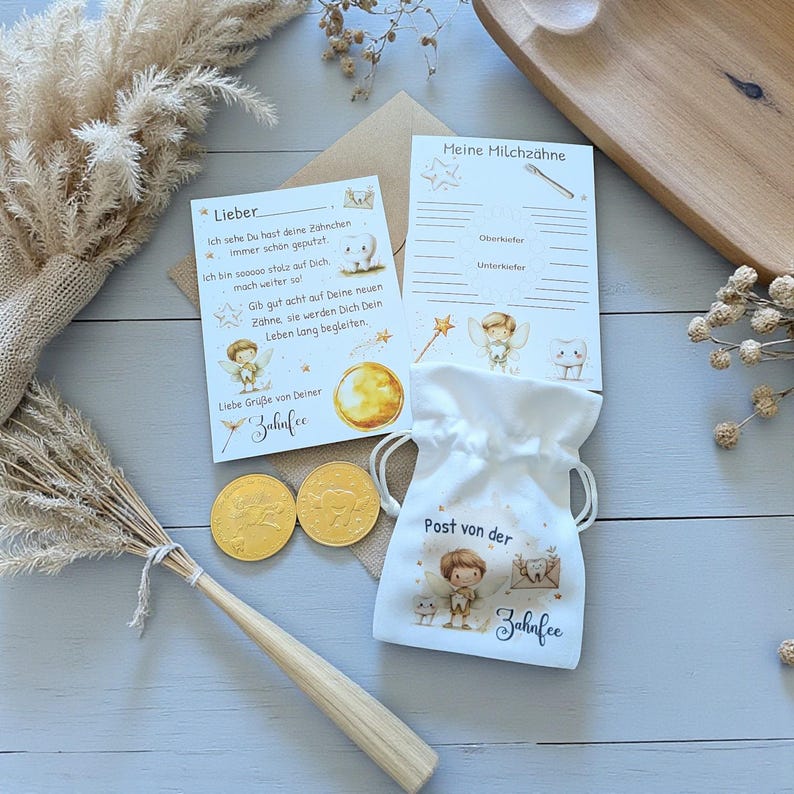 Mail from the Tooth Fairy, personalized letter, coin, token, boy, girl, wobbly tooth, gold token, certificate, gap in teeth, coin, milk teeth, gift image 3
