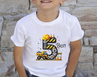 Birthday shirt with name construction site excavator crane personalized boy T-shirt number shirt outfit children birthday gift idea number