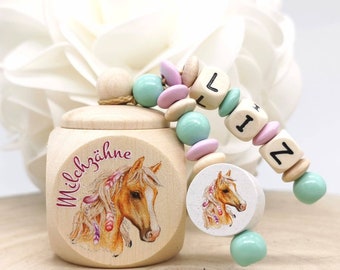 Personalized Tooth Box for Baby Teeth, Horse Design, Gift for Girls, Back to School, Birthday, Tooth Fairy, Baby Teeth