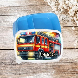 Brotdose mit Name Lunchbox personalisiert Feuerwehrauto Jungen Vesperbox Kindergarten Kita Einschulung