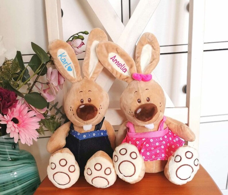 Personalisierter Hase mit Name Plüschhase Osterhase Mädchen Junge Stofftier Plüschtier Geschenk Ostern Bild 6