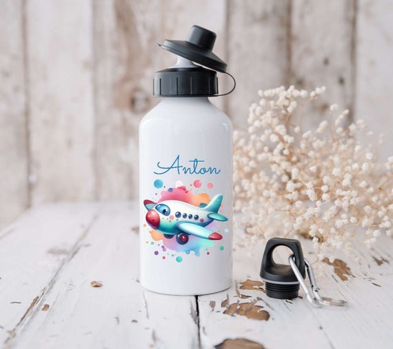 Eurofoto Trinkflasche Mit Namen – Personalisiert Für Jungs Zur Einschulung, Alu Mit 1.Klasse-Motiv, 500 Ml