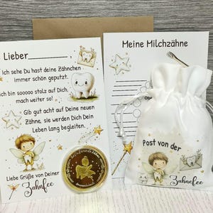 Post von der Zahnfee Brief personalisiert Münze Taler Jungen Mädchen Wackelzahn Goldtaler Urkunde Zertifikat Zahnlücke Münze Milchzähne Gesc