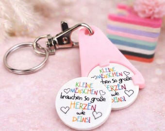 Gift for kindergarten teacher, farewell gift, keychain for little ones, shopping trolley token, small thank you gift for teachers, daycare gift