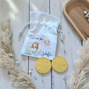 Mail from the Tooth Fairy, personalized letter, coin, token, boy, girl, wobbly tooth, gold token, certificate, gap in teeth, coin, milk teeth, gift image 4