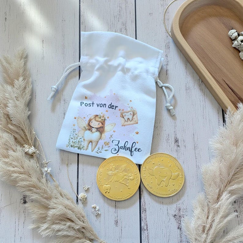 Mail from the Tooth Fairy, personalized letter, coin, token, boy, girl, wobbly tooth, gold token, certificate, gap in teeth, coin, milk teeth, gift image 4
