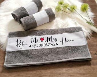 Toalla de boda personalizada, de algodón, regalo de boda para los novios, 50 x 100 cm