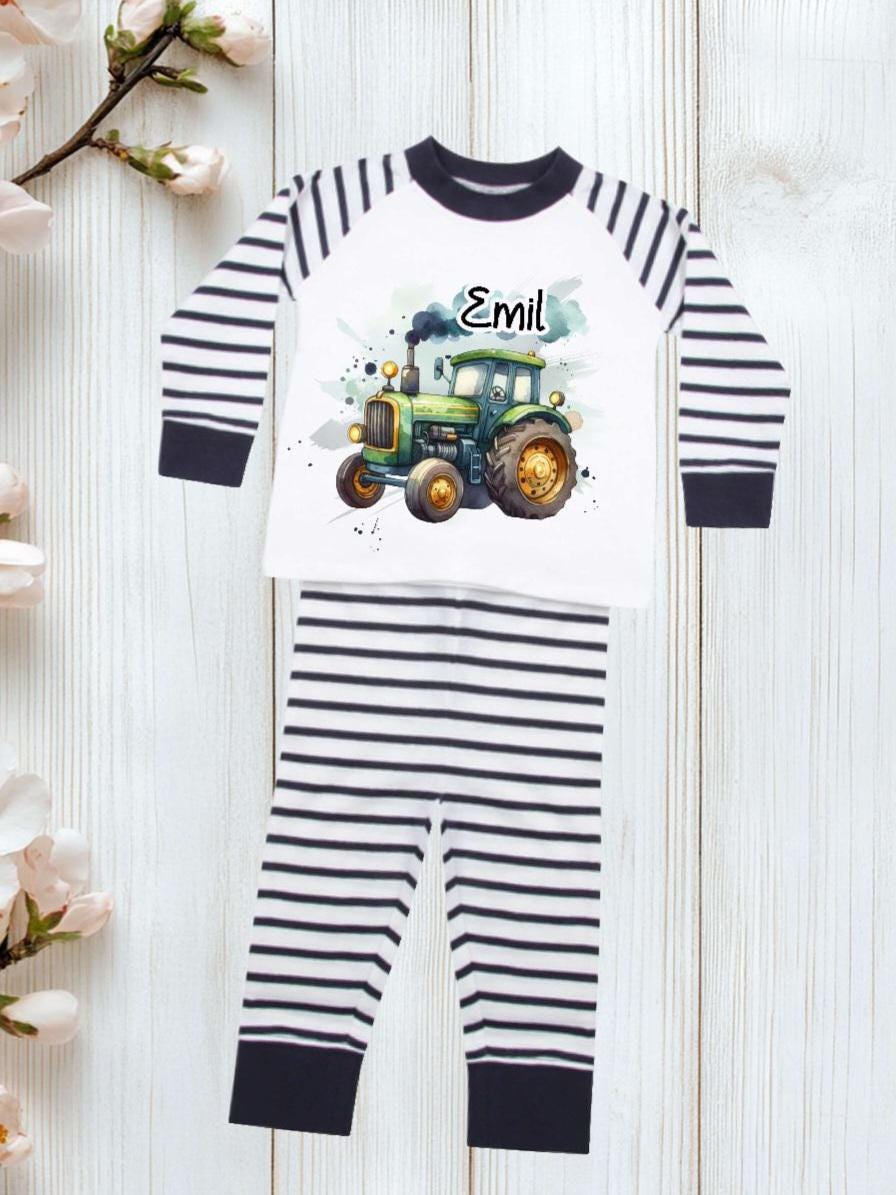 Harry Bear Jungen Schlafanzug Mit Traktor-Motiv - Lustiger Bauernhof Pyjama Für Warme Nächte