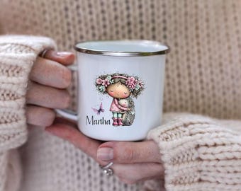 Emaille Tasse Igel Kindertasse personalisiert Geschenk Kinderbecher mit Namen Kindergarten Tasse Einschulung Keramiktasse Geschenk
