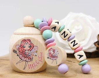 Tooth box milk tooth box with name girl tooth fairy fairy gift school enrollment birthday tooth box