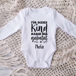 Babybody personalisiert für dieses Kind gebetet Geburtsdatum Spruch Baumwolle Body Baby Longsleeve Geschenkidee Geburt Taufe Langarm