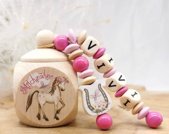 Milk tooth box with name girl horse tooth box gift school enrollment tooth fairy tooth box milk teeth teeth