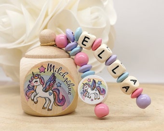 Tandenblikje melktandblikje eenhoorn met naam meisjestand cadeau schoolinschrijving verjaardag tandenfee melktanden