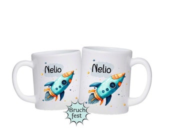 Kindertasse Rakete personalisiert mit Name Junge Kunststoff Lerntasse Kindergarten Geschenk Einschulung