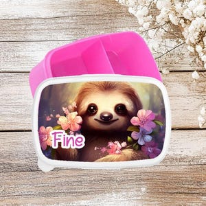 Brotdose mit Name Lunchbox personalisiert Faultier Mädchen Vesperbox Kindergarten Kita Einschulung