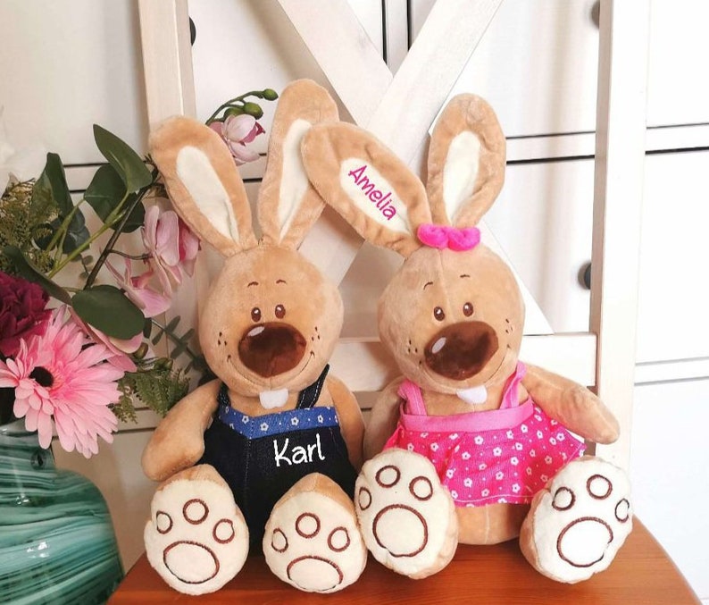 Personalisierter Hase mit Name Plüschhase Osterhase Mädchen Junge Stofftier Plüschtier Geschenk Ostern Bild 3