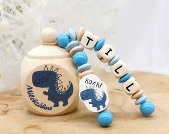Tooth box with name milk tooth box boy dinosaur gift school enrollment birthday tooth fairy tooth box milk teeth little teeth