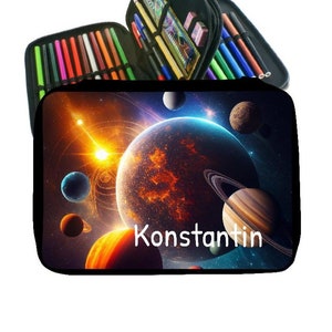 Federmäppchen mit Name Rakete Planeten Weltraum Junge personalisiert Geschenk Einschulung Geburtstag
