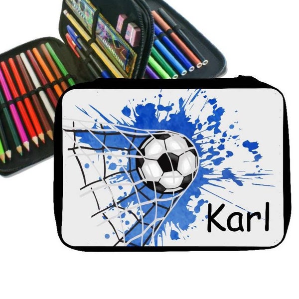 Pencil case with name football boy personalized gift school enrollment birthday