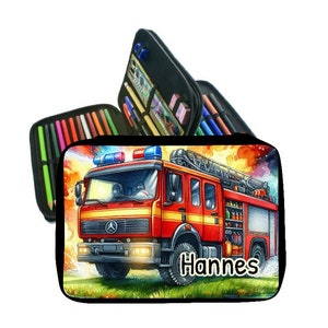 Federmäppchen mit Name Feuerwehrauto Junge personalisiert Geschenk Einschulung Geburtstag