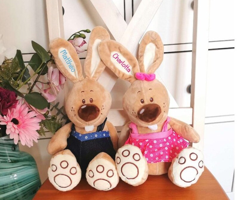 Personalisierter Hase mit Name Plüschhase Osterhase Mädchen Junge Stofftier Plüschtier Geschenk Ostern Bild 10