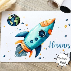 Placemat rocket personalized with name boy placemat placemat non-slip children gift idea birthday