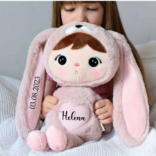 Cuddly toy bunny with name girl personalized bunny plush toy baby cuddly toy gift baptism birth XXL 50 cm