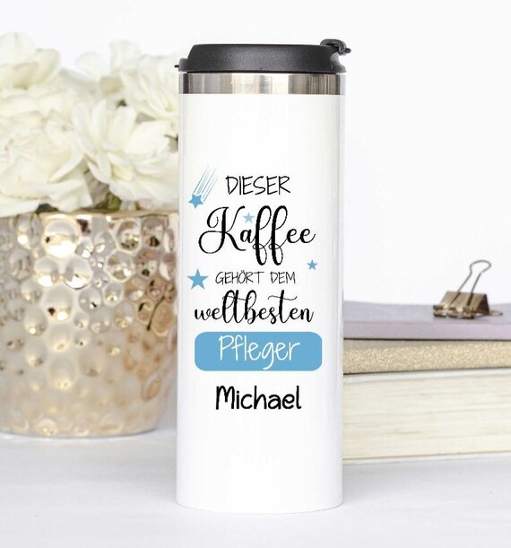 Thermobecher personalisiert bester Pfleger Trinkbecher to Go Becher Isolierbecher Abschiedsgeschenk Geschenk Abschied Pflegekraft