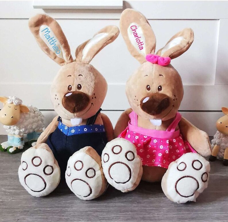 Personalisierter Hase mit Name Plüschhase Osterhase Mädchen Junge Stofftier Plüschtier Geschenk Ostern Bild 9