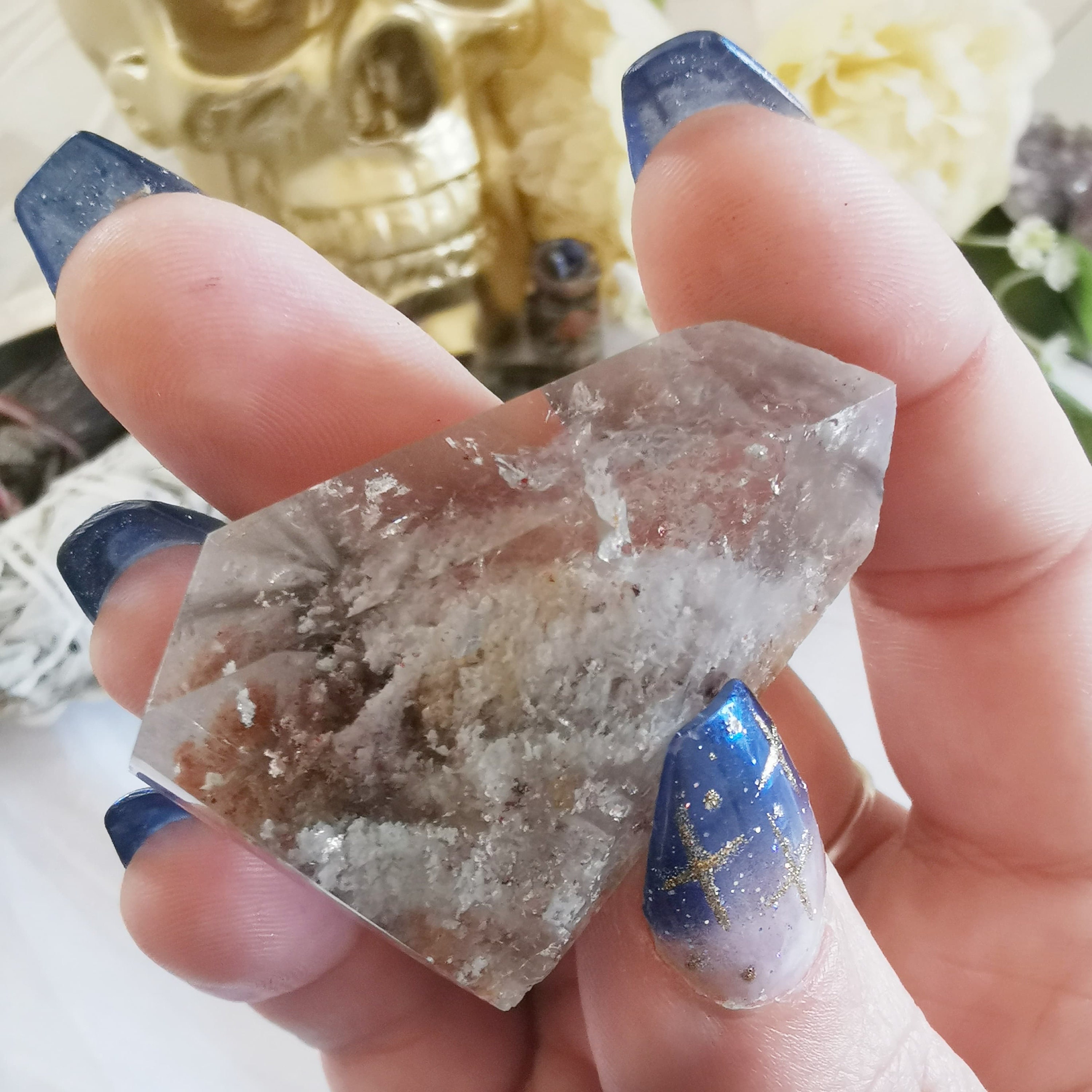 Garden Quartz / Lodolite crystal / Polished Garden Quartz / Etsy