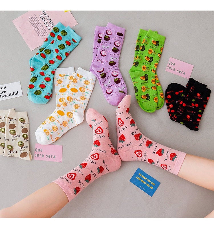 Details about Kawaii Japanese Letter Katakana Fruits Women Fashion Socks Details about Kawaii Japanese Letter Katakana Fruits Women Fashion Socks