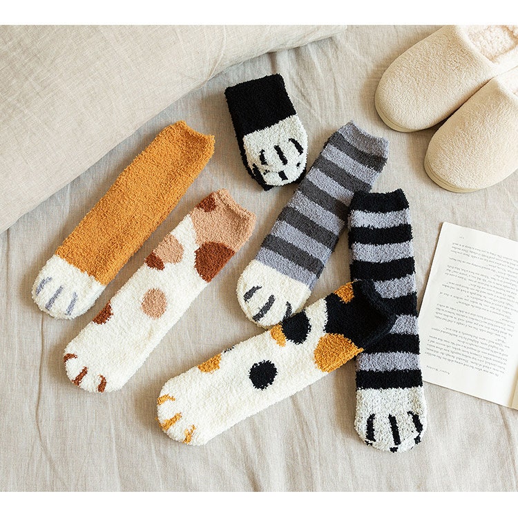 Affordable Kawaii Cute Kitty Cat Neko Paw Fluffy Fleece Socks | Home …