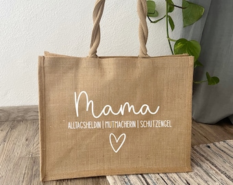 Jutetasche MAMA | Alltagsheldin | Schutzengel | Personalisiert | Individualisiert | Milove | Muttertag