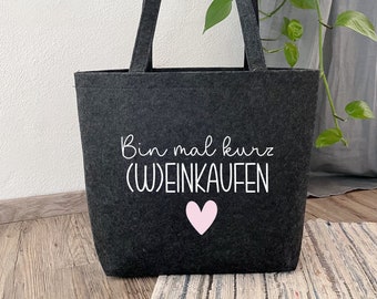 Filzshopper WEINKAUFEN | Einkaufstasche | Wein | Personalisiert | Statement Tasche | Milove