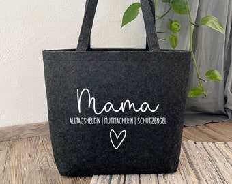 Filzshopper MAMA | Alltagsheldin | Muttertag | Personalisiert | Statement Tasche | Einkaufstasche | Milove