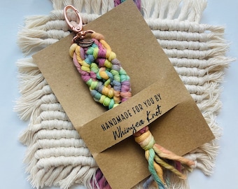 Large Rainbow Macrame Coasters | Coasters Set | Teacher Appreciation| Macrame Rainbow Keychain | Plant Coasters | Mug Rug | Gift Set for her