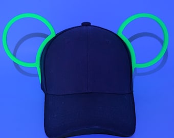 Simple Mouse Ear Hat Clips, Lightweight, Secure Fit Clip | Theme Park Accessory (Glow in the Dark!!)