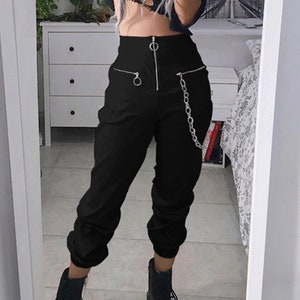 High waisted cargo pants with chain clearance