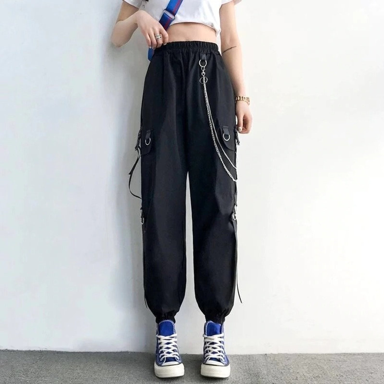 Womens High Waist Nu Goth Alt Cargo Pants Gothic Style | Etsy
